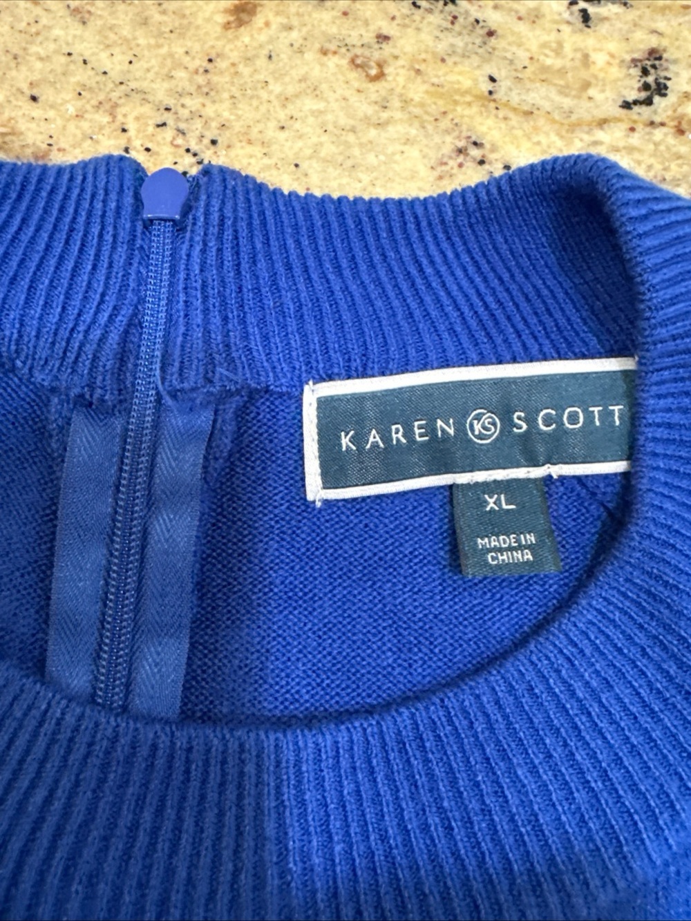 Karen Scott Royal Blue Crewneck Zip Sweater
